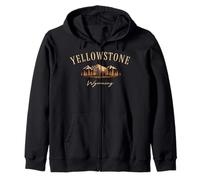 Trendy Apparel Yellowstone Wyoming Bison Mountain Background Sweat à Capuche