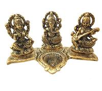Trendy Crafts laxmi Ganesh Saraswati Idol - Platter décorative avec Diya Antique showpiece Set pour Le culte, Cadeau et décoration pour la Maison
