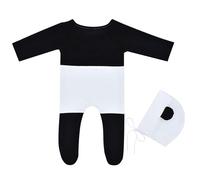 Trendy Newborns Apparel Ensemble 2 pièces et grenouillère, adorable combinaison, capot, accessoires pour photos de bébé, panda, ours, bonnet et ensemble