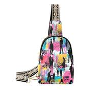 Trendy People Silhouette Art Street Petit sac banane mignon sac à main pour femme pour la randonnée