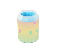 Trendy Polka Dot Rainbow Peach Blue Portable Pet Foot Paws Washer with Silicone Brush Soft Feet Cleaning Kit for Cats Dogs
