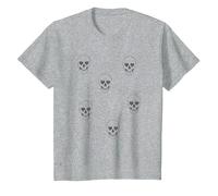 Trendy Skull Grid Pattern T-Shirt, Enfant, Gris Chiné, 2 Ans