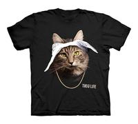 Trendy T-Shirt The Mountain Tupaw Manimal Cat Men's Fashion Crew Neck Short Sleeves Cotton Tops Clothing Black Black XL