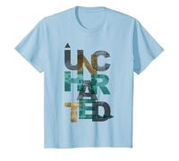Trendy Uncharted Text Overlay T-Shirt, Enfant, Bleu Céleste, 4 Ans