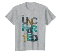 Trendy Uncharted Text Overlay T-Shirt, Enfant, Gris Chiné, 4 Ans