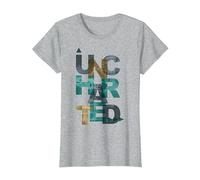 Trendy Uncharted Text Overlay T-Shirt, Femme, Gris Chiné, M