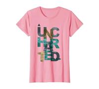 Trendy Uncharted Text Overlay T-Shirt, Femme, Rose, M