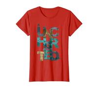 Trendy Uncharted Text Overlay T-Shirt, Femme, Rouge, M