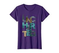 Trendy Uncharted Text Overlay T-Shirt, Femme, Violet, M