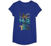 Trendy Uncharted Text Overlay T-Shirt, Fille, Bleu Royal, M