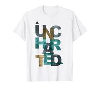 Trendy Uncharted Text Overlay T-Shirt, Homme, Blanc, M