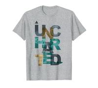 Trendy Uncharted Text Overlay T-Shirt, Homme, Gris Chiné, M