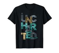 Trendy Uncharted Text Overlay T-Shirt, Homme, Noir, L