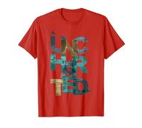 Trendy Uncharted Text Overlay T-Shirt, Homme, Rouge, M