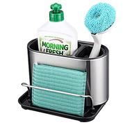 Trendy Union Panier d'évier en acier inoxydable, organiseur d'évier de cuisine tendance pour comptoir, porte-éponge et porte-brosse avec plateau de vidange