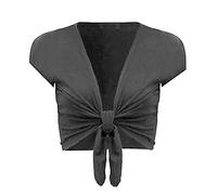 TrendyFashion Boléro à manches courtes pour femme - Ouverture sur le devant - Gris - 36-38