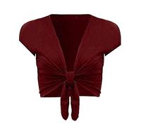 TrendyFashion Boléro à manches courtes pour femme - Ouverture sur le devant - Marron - 36-38