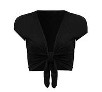 TrendyFashion Boléro à manches courtes pour femme - Ouverture sur le devant - Noir - 48-50