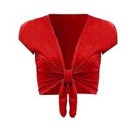 TrendyFashion Boléro à manches courtes pour femme - Ouverture sur le devant - Rouge - 40-42