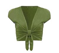 TrendyFashion Boléro à manches courtes pour femme - Ouverture sur le devant - Vert - 40-42