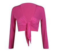 TrendyFashion Boléro à manches longues pour femme uni à nouer sur le devant - Rose - 36-38