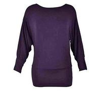 TrendyFashion Flirty Wardrobe Pull ample à manches longues en jersey pour femme Motif chauve-souris Taille 36 à 54 - Violet - 48-50