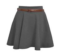 TrendyFashion Jupe patineuse à ceinture extensible unie flippy évasée en jersey jupe courte pour femme taille 36-50, charbon, 36-38