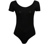 TrendyFashion Justaucorps extensible à manches courtes pour femme, Noir , 46-48