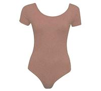 TrendyFashion Justaucorps extensible à manches courtes pour femme, nude, 46-48