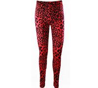 TrendyFashion Legging long uni en viscose extensible pour femme Taille 36-54, Léopard rouge., 36-38