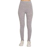 TrendyFashion Leggings de sport en tricot côtelé uni chaud épais pour femme - Gris - 44-46