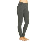 TrendyFashion Leggings de sport en tricot côtelé uni chaud épais pour femme - Gris - 44-46