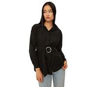 Trendyol Black Arch Buckle T-Shirt détaillé, Noir, 44 Femme
