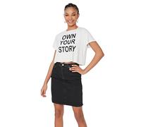 Trendyol Black Basic Mini Jupe en Jean pour Femme, Noir, 40