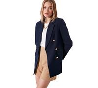Trendyol Blazer Oversize détaillé pour Femme, Bleu Marine, Bleu Marine, 66