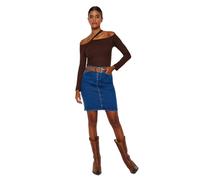 Trendyol Blue Basic Mini Denim Skirt, Jupe aux Femmes, Blue, 38