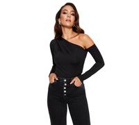 Trendyol Body en Tricot à col asymétrique pour Femme Chemise, Noir