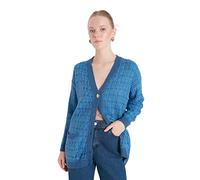 Trendyol Cardigan Oversize en Tricot à col en V pour Femme Sweater, Bleu