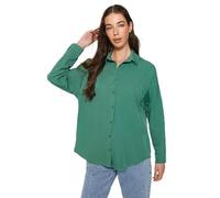 Trendyol Chemise Droite à Manches Longues Grande Taille pour Femme, Kaki, 40 Grande