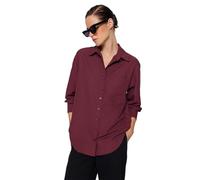 Trendyol Chemise Droite à Manches Longues Grande Taille pour Femme T-Shirt, Dark Burgundy, 38