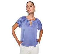 Trendyol Chemisier Droit à Manches Courtes pour Femme Blouse, Bleu, 38