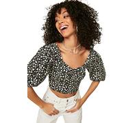 Trendyol Chemisier en Tricot à col carré Standard pour Femme, Noir, XS, Noir, XS