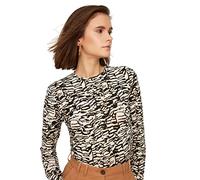 Trendyol Chemisier Moulant en Tricot à col Rond pour Femme, Marron, M