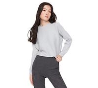 Trendyol Chemisier Standard en Tricot à col Rond pour Femme Chemise, Gris