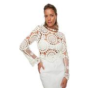 TRENDYOL Chemisier tricoté Schnitzel Blouse, Ecru, M Femme