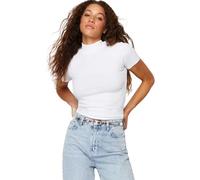 Trendyol Col Montant Blanc Passepoil Crop tricoté Chemisier Blouse, Femme