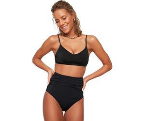 Trendyol Corset Taille Haute Bas de Bikini, Noir, 40 Femme