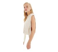 Trendyol Crew Neck Plain Regular Sweater Vest, Stone, S Women's