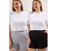 Trendyol Curve Pantalon gris chiné / noir, Taille 42