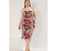 Trendyol Curve Robe d’été vert foncé / orange foncé / rose ancienne / rouge, Taille 46